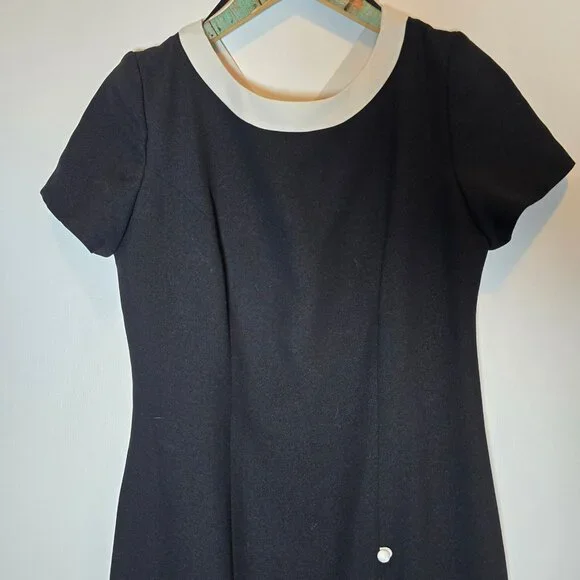 Vintage 1990's Liz Claiborne Black White Midi with Criss Cross Back, Sz 8 - Picture 5 of 9